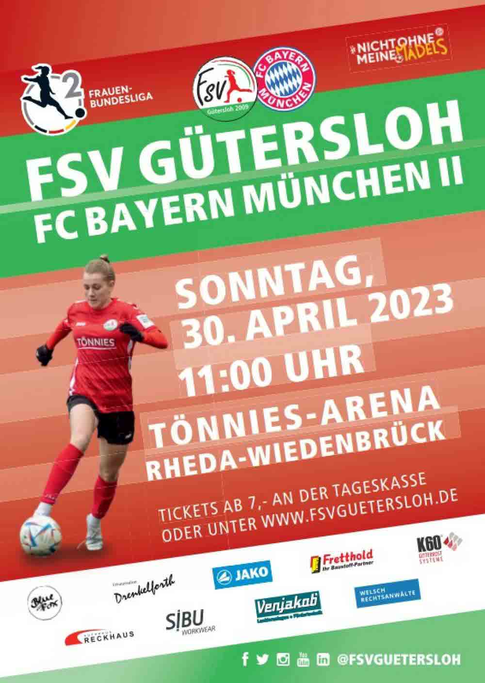 Fußball in Gütersloh, 2. Frauen Bundesliga, 22. Spieltag, FSV Gütersloh gegen FC Bayern München II