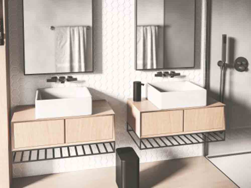 Mattschwarze Haushaltshelfer von simplehuman im minimalistischen Design für Bad und Küche