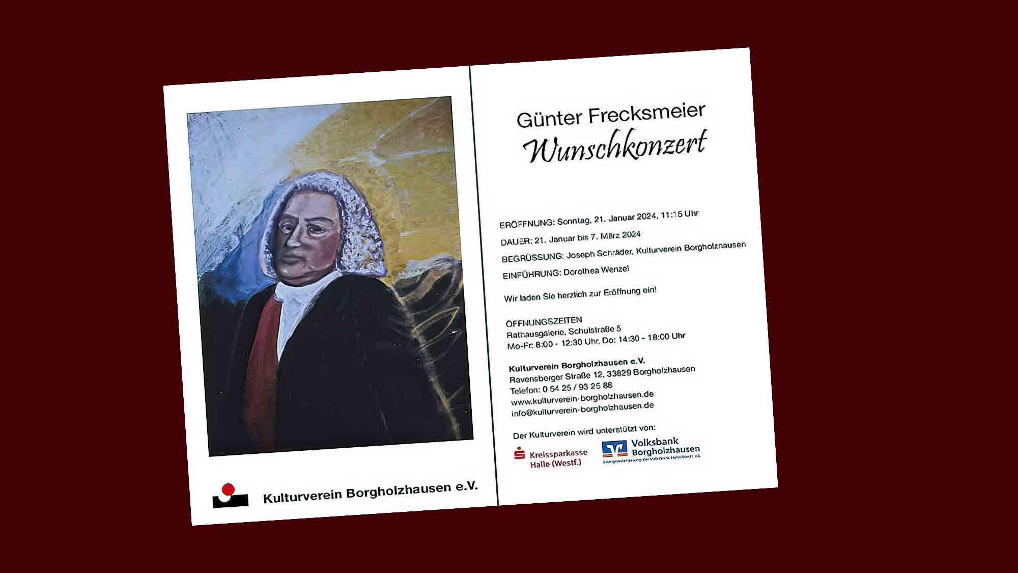 Kulturverein Borgholzhausen, Wunschkonzert mit Günter Frecksmeier (Bielefeld), 21. Januar 2024